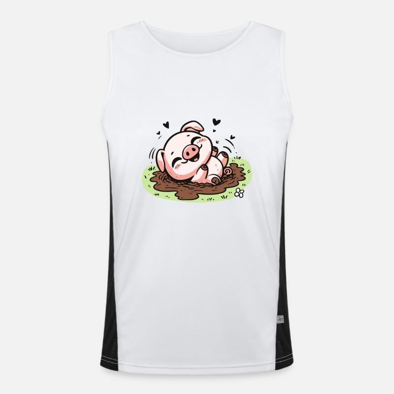 Cochon mignon dans la boue Débardeur respirant contrasté Homme 