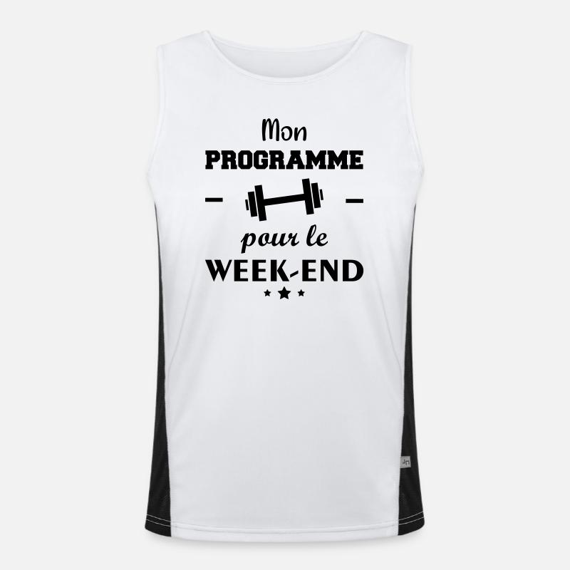 Mon programme pour le week end, idée cadeau muscu Débardeur respirant contrasté Homme 