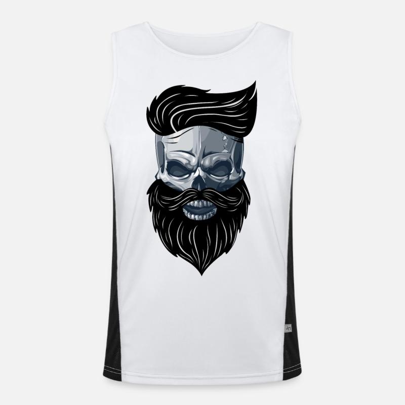 Beardy Beard Bart Man Skull Geschenkidee Funktionelles Kontrast-Tank Top für Männer 
