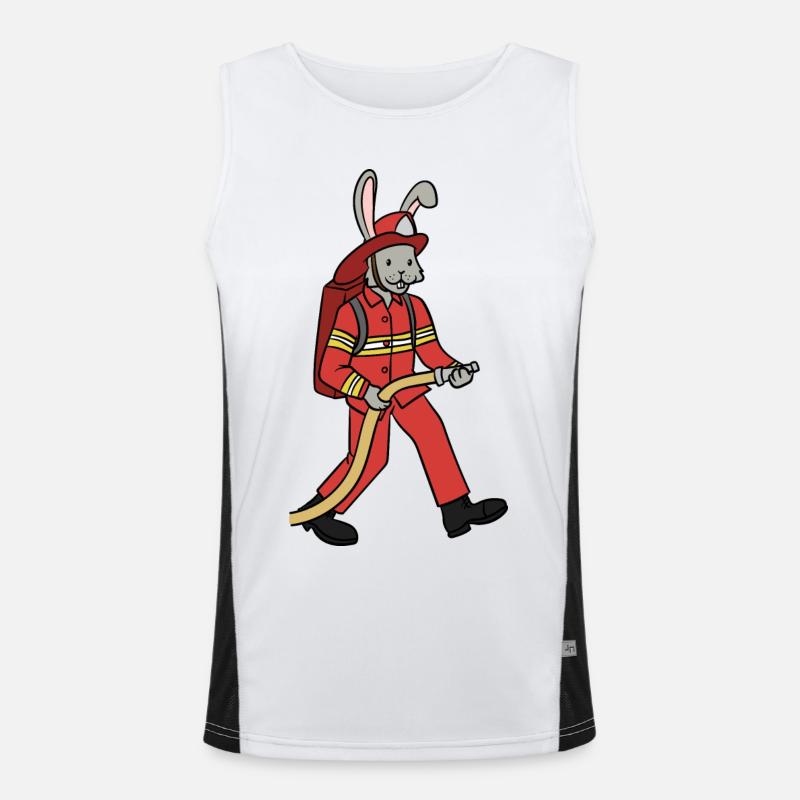 Fire brigade rabbit / rabbit firefighter - Men's Functional Contrast Tank Top - white/black