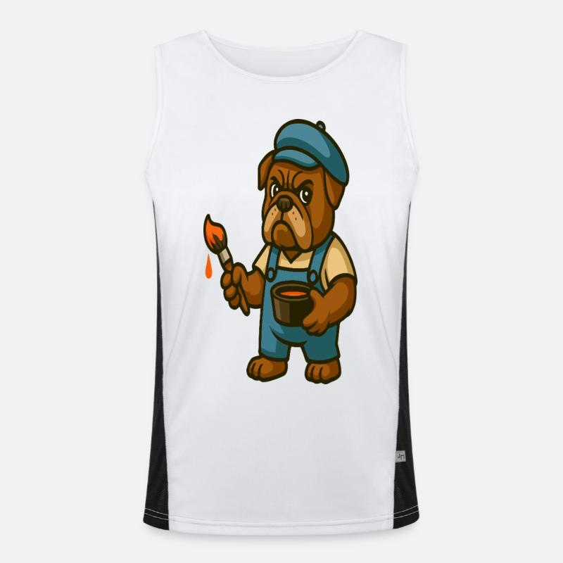 Maler Bulldoggen-Maskottchen mit Farbeimer Funktionelles Kontrast-Tank Top für Männer 