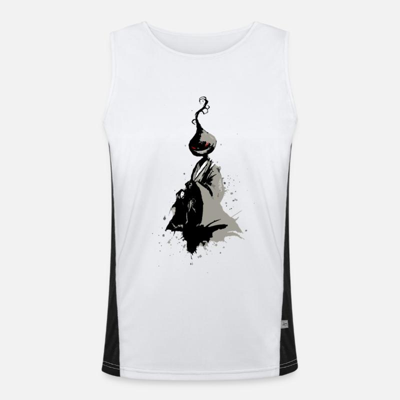 Lachender Yokai – Trickster-Dämon Sumi-e Funktionelles Kontrast-Tank Top für Männer 