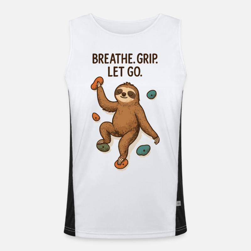 Zen Sloth: Grip Let Go Climbing - Men's Functional Contrast Tank Top - white/black
