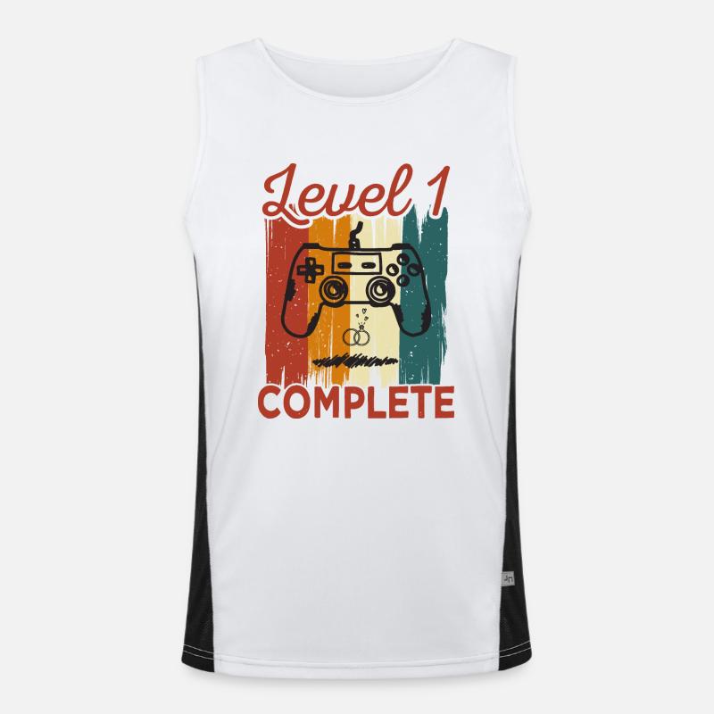 1. Vintage Hochzeitstag Level 1 Funktionelles Kontrast-Tank Top für Männer 