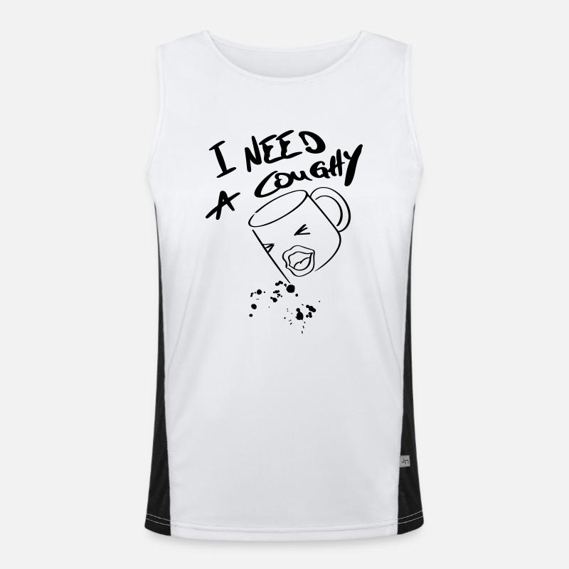 Coffee Line Art - Minimalist Men's Functional Contrast Tank Top 