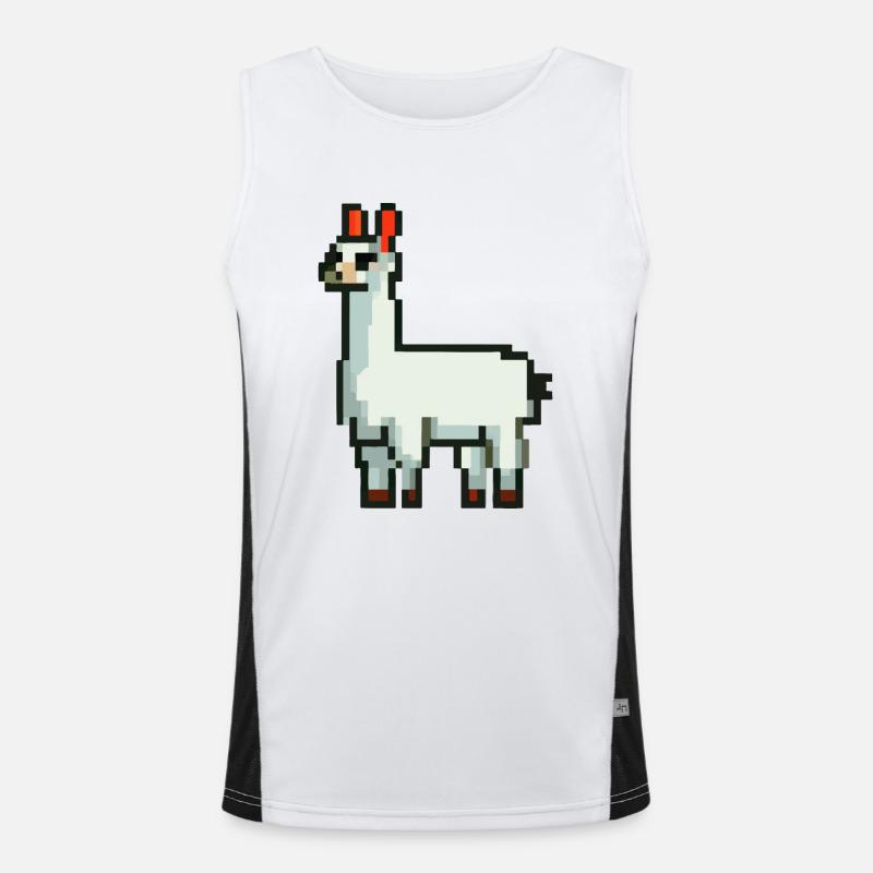 Pixel Alpaka Lama Pixel Kunst Geschenkidee Funktionelles Kontrast-Tank Top für Männer 