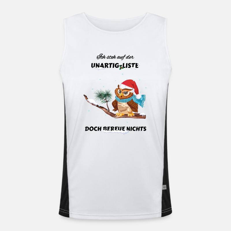 Freche Eule auf Santas Unartig-Liste Funktionelles Kontrast-Tank Top für Männer 