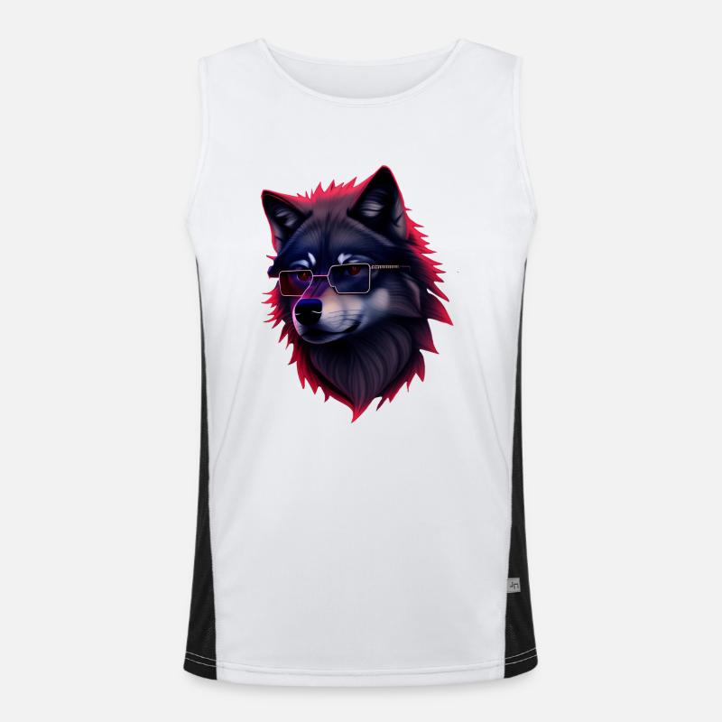 wolf - Men's Functional Contrast Tank Top  - white/black