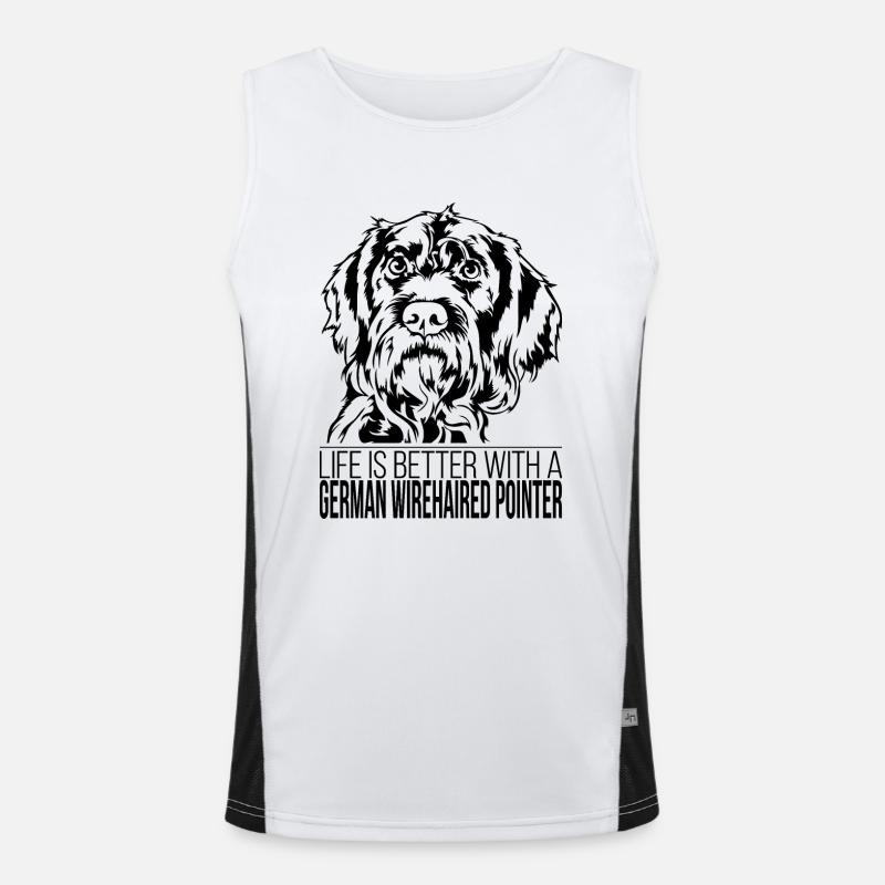 German Wirehaired Pointer life is better Wilsigns Funktionelles Kontrast-Tank Top für Männer 