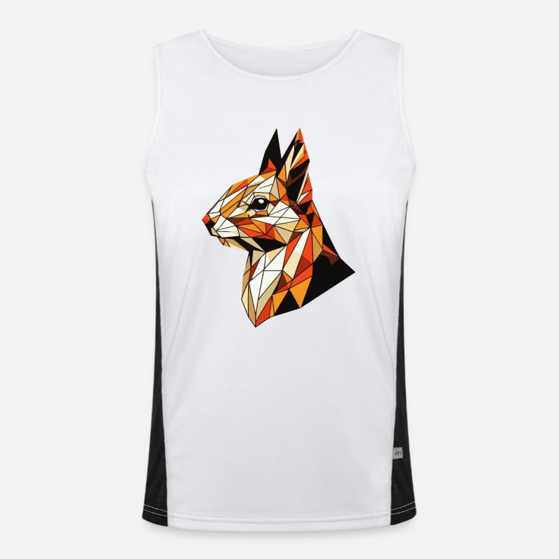Squirrel Illustration Triangles Geometric Men's Functional Contrast Tank Top 