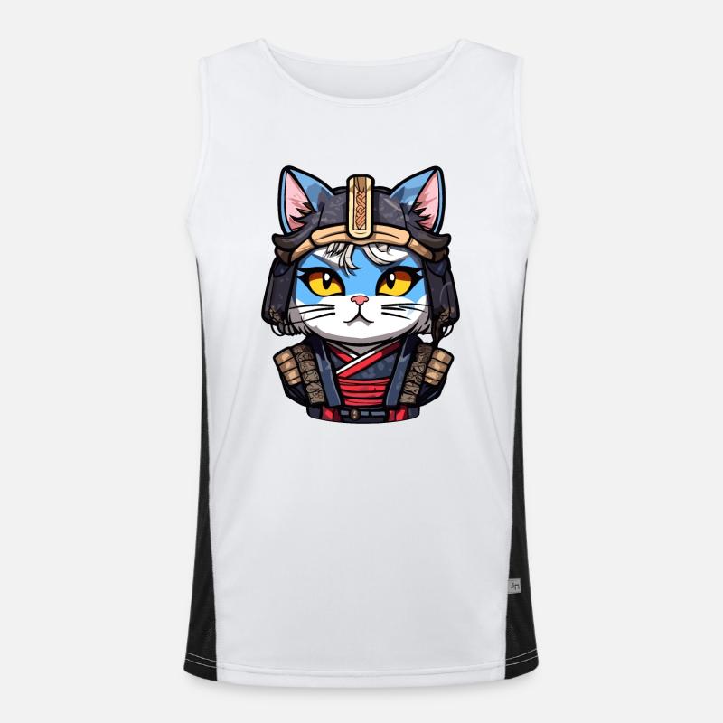 Samurai-Katze #4 Funktionelles Kontrast-Tank Top für Männer 