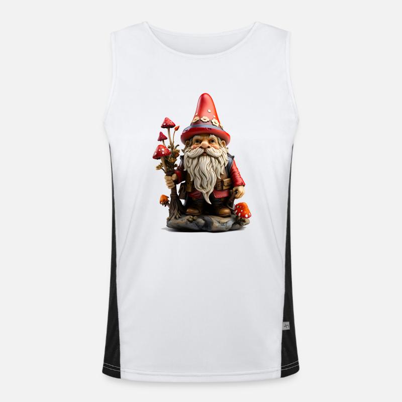 Garden gnome with red cap Men's Functional Contrast Tank Top 