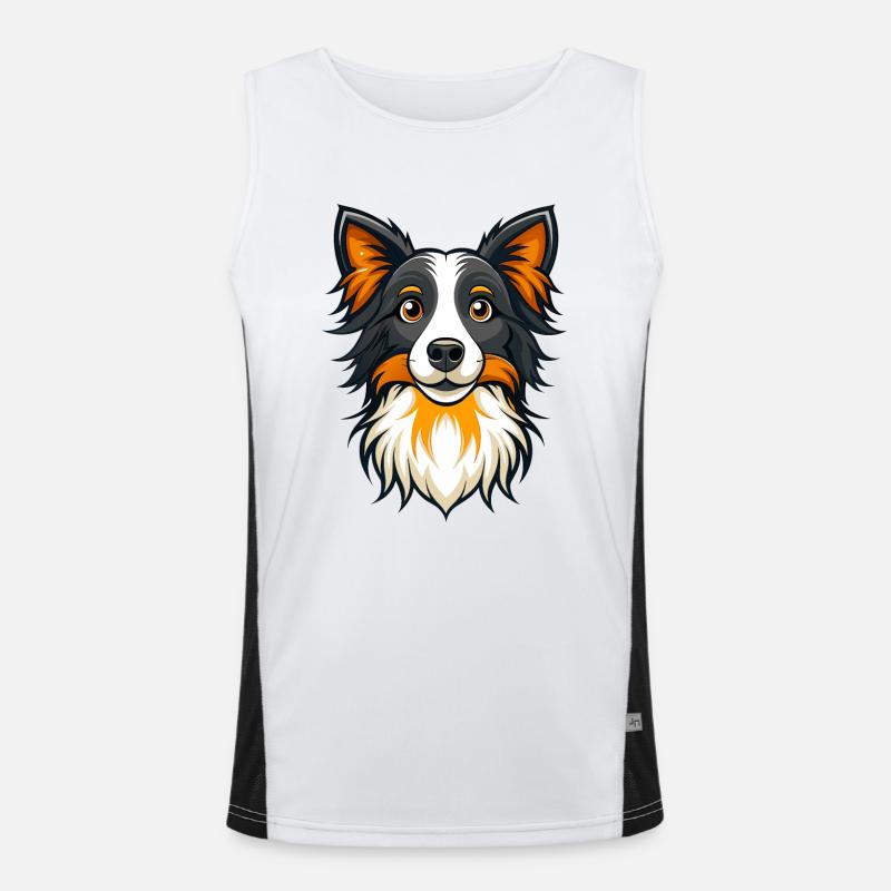 Focused Border Collie Herding Sheep Men's Functional Contrast Tank Top 