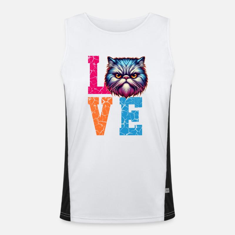 Grumpy love cat Funktionelles Kontrast-Tank Top für Männer 