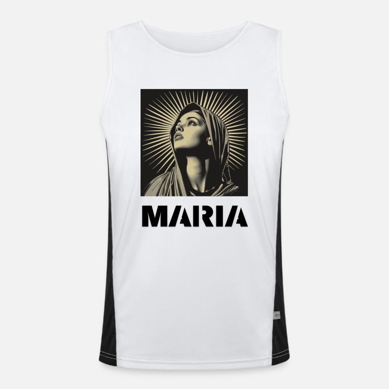 Maria - Men's Functional Contrast Tank Top  - white/black