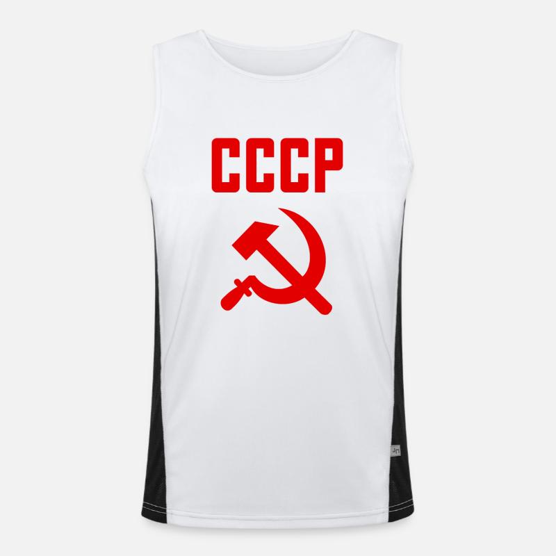 Soviet - Hammer and Sickle Soviet Union - Communist Men's Functional Contrast Tank Top 