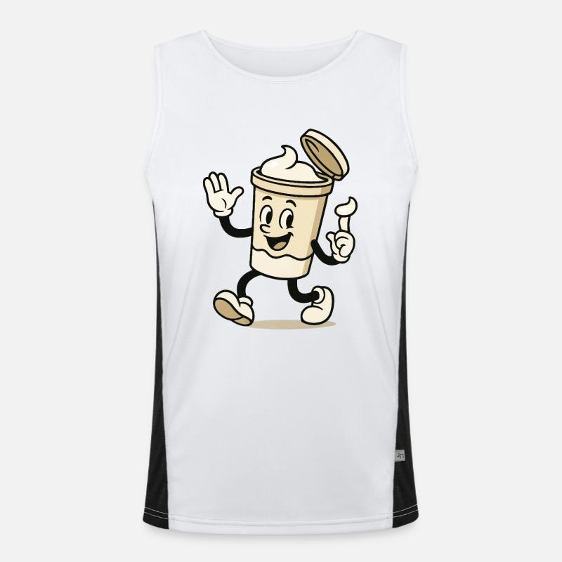 Cream Mug Comic - Men's Functional Contrast Tank Top  - white/black
