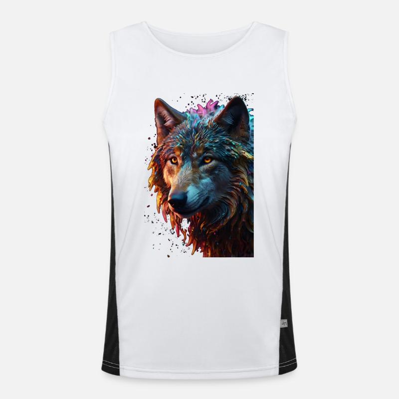 Wolf Wolfskopf Raubtier Geschenk Funktionelles Kontrast-Tank Top für Männer 