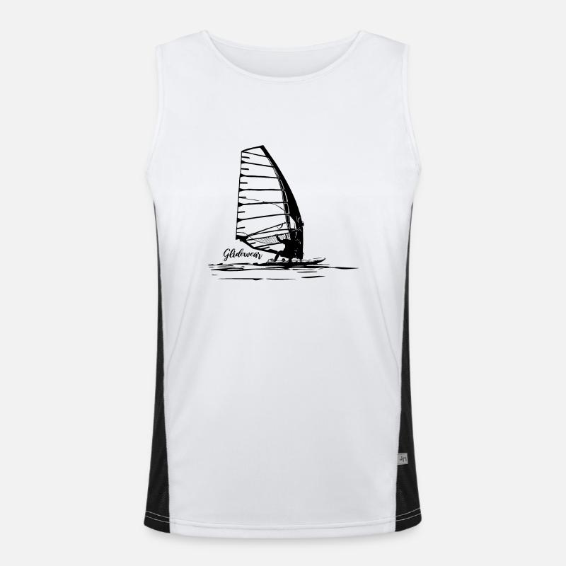 Windsurf Gliding Sketch Funktionelles Kontrast-Tank Top für Männer 