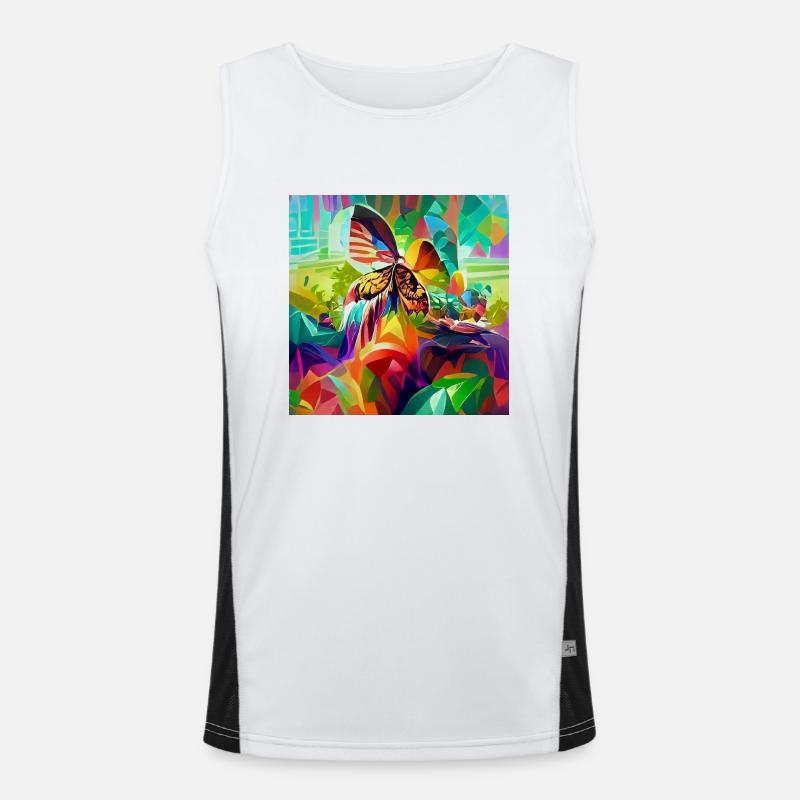 Bunter, lebendiger psychedelischer Schmetterlings-Retro-Stil Funktionelles Kontrast-Tank Top für Männer 