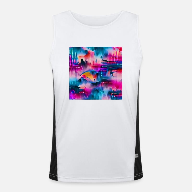 Motif d’aquarelle abstrait dans des couleurs néon rétro Débardeur respirant contrasté Homme 