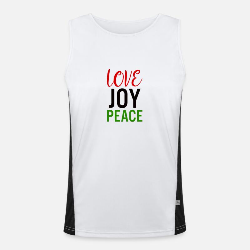 Liebe Freude Frieden Funktionelles Kontrast-Tank Top für Männer 