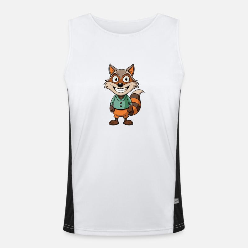 Verschmitzter Waschbär mit einem verschmitzten Grinsen - Cartoon Funktionelles Kontrast-Tank Top für Männer 