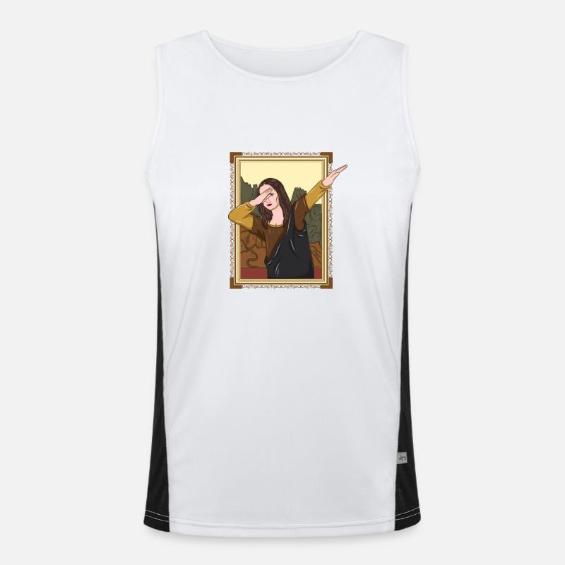 Dabbing Mona Lisa Dab Dance Kunst Lehrer Gemälde Funktionelles Kontrast-Tank Top für Männer 