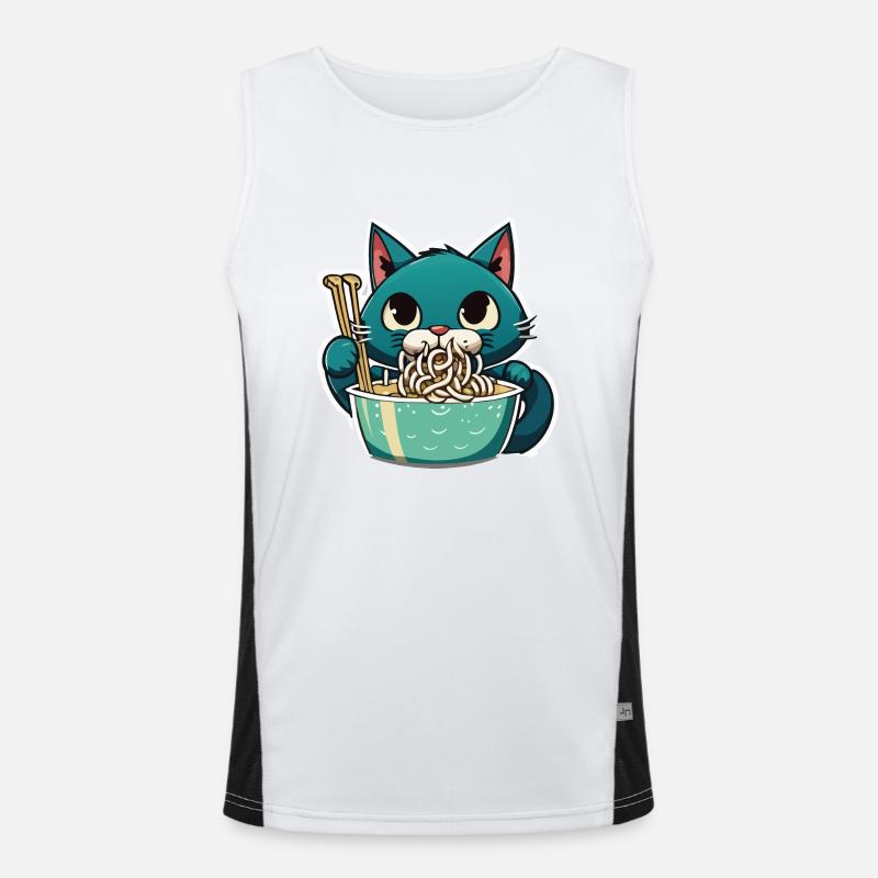 Cat Eats Instant Noldes - Men's Functional Contrast Tank Top - white/black