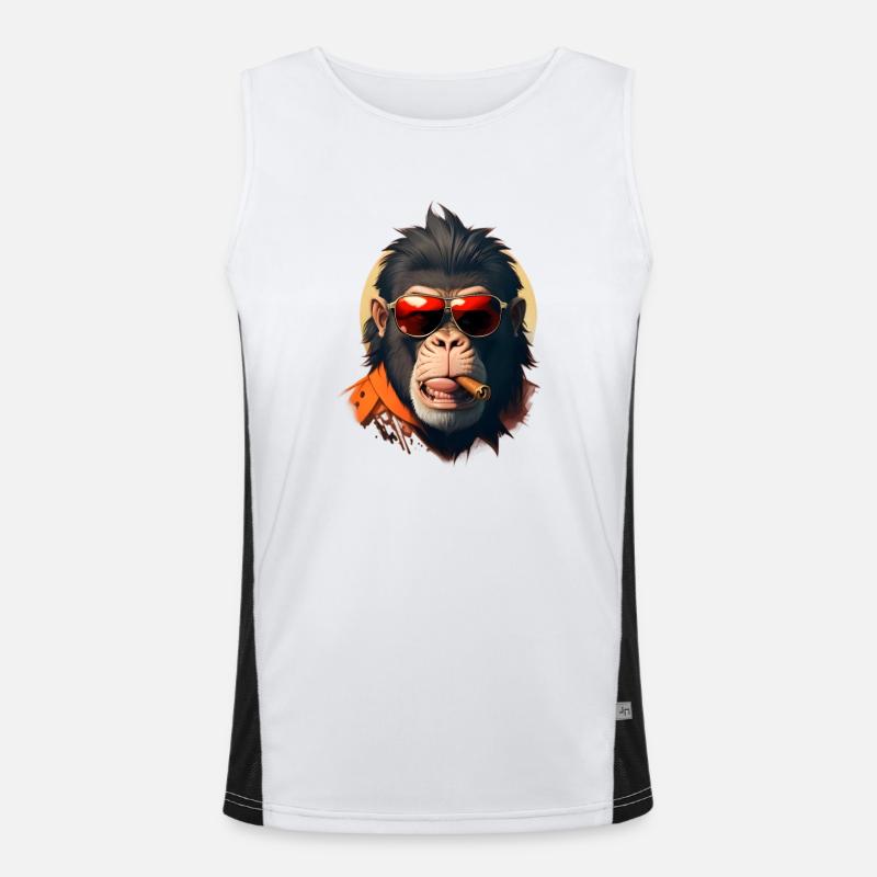 Lässiger Affe: Sonnenbrille & Zigarre Funktionelles Kontrast-Tank Top für Männer 