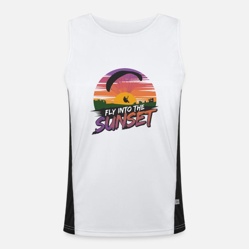 Gleitschirmfliegen Fly Into Sunset Abenteuer Funktionelles Kontrast-Tank Top für Männer 