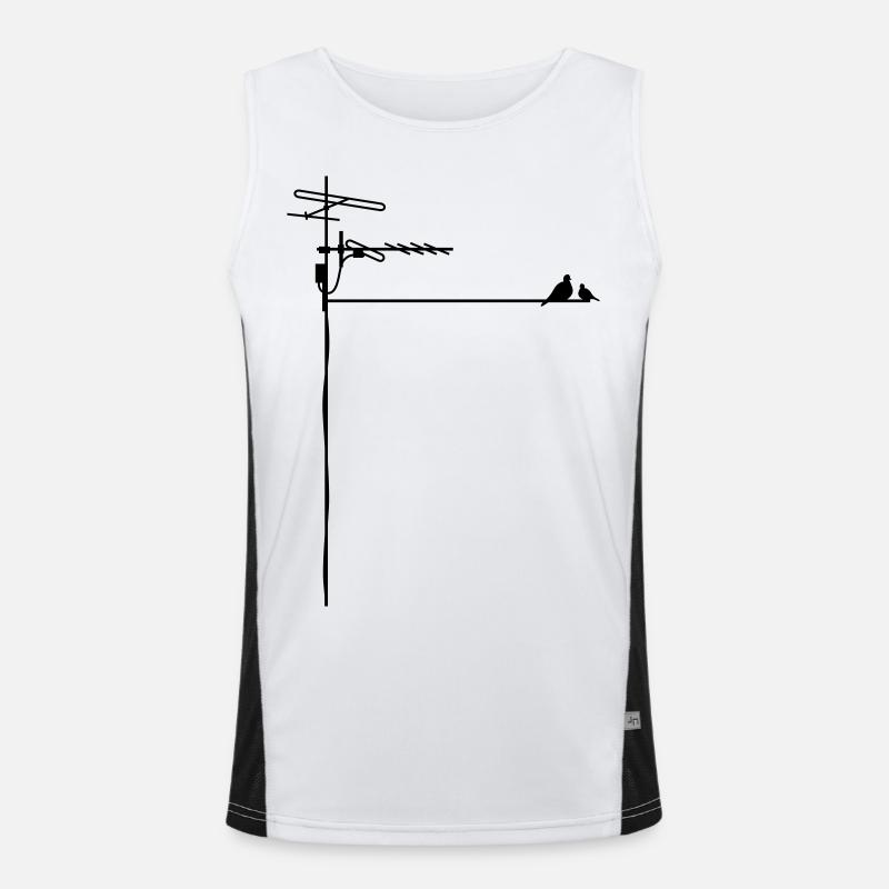 antennen Vögel Vogel Dach Sendemast Daten Stadt Funktionelles Kontrast-Tank Top für Männer 