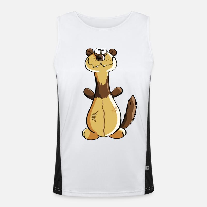 Freches Frettchen Comic - Geschenk - Iltis Funktionelles Kontrast-Tank Top für Männer 