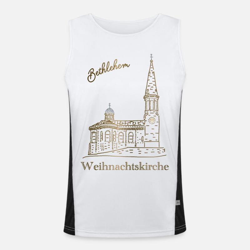 Weihnachtskirche Bethlehem, handgezeichnet Funktionelles Kontrast-Tank Top für Männer 
