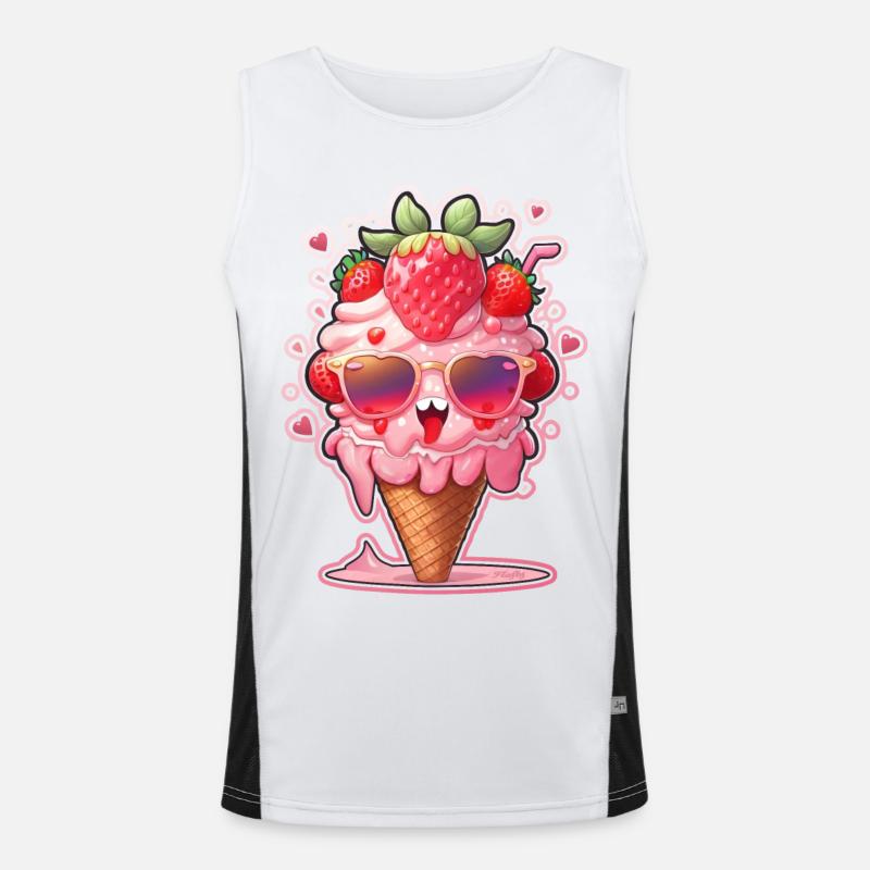 Erdbeereis Funktionelles Kontrast-Tank Top für Männer 