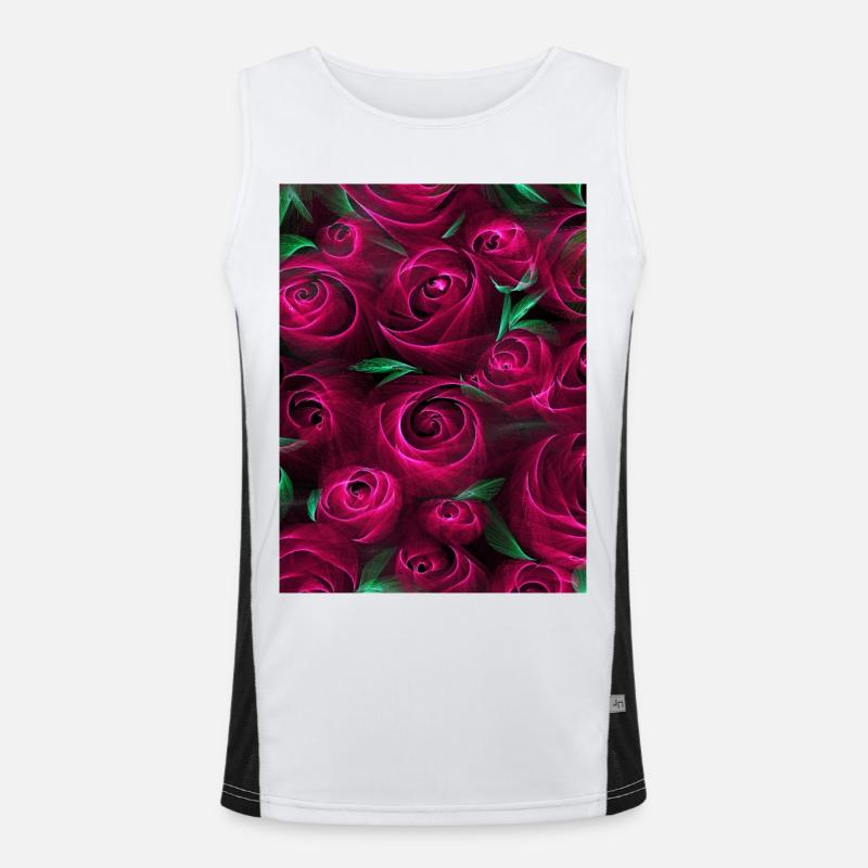 Romantik roter Rosenstrauß Liebe modern Funktionelles Kontrast-Tank Top für Männer 