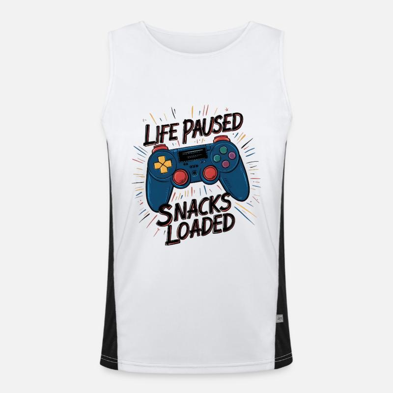 Life Paused, Snacks Loaded Men's Functional Contrast Tank Top 