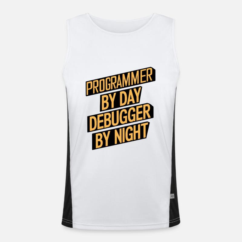 Programmer by Day, Debugger by Night Men's Functional Contrast Tank Top 