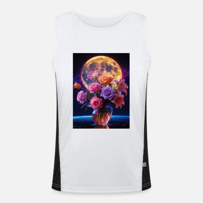 Celestial Bloom Under Full Moon Men's Functional Contrast Tank Top 