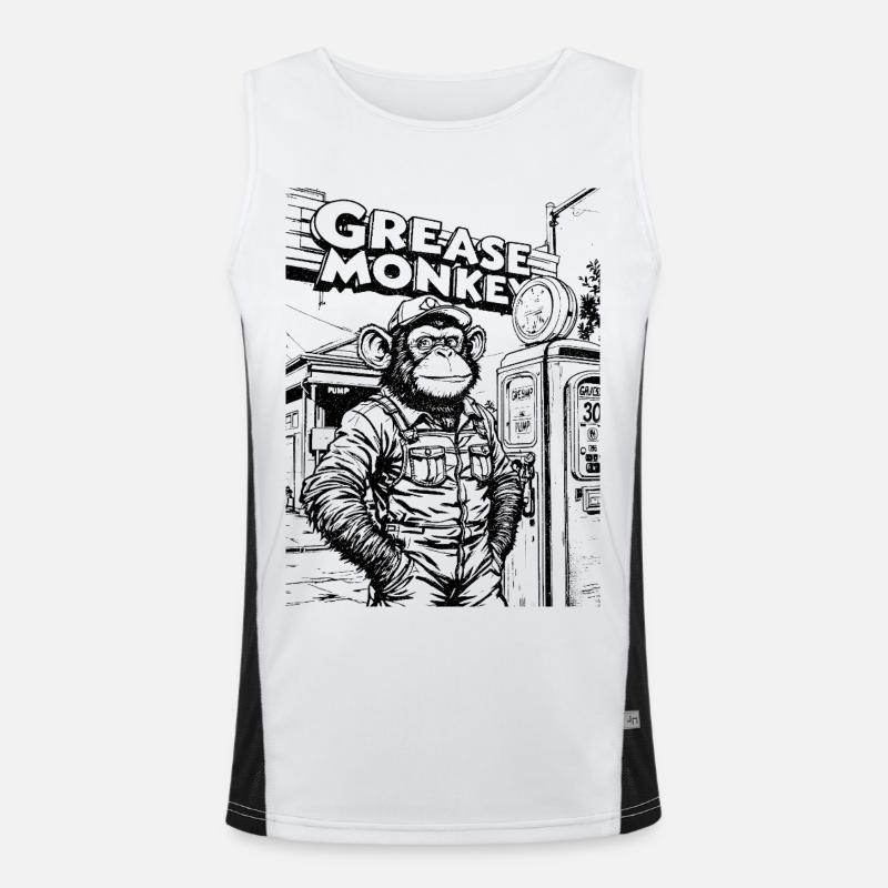 GreaseMonkey Line Art Men's Functional Contrast Tank Top 