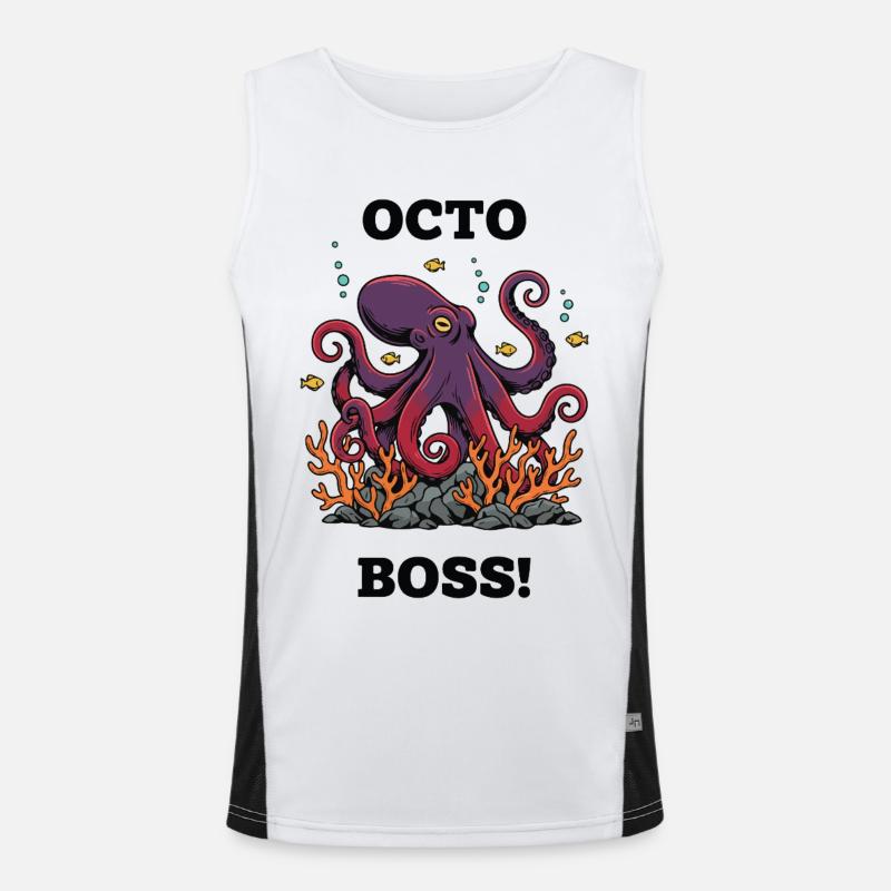 OctoBoss Reef King Octopus - Men's Functional Contrast Tank Top  - white/black