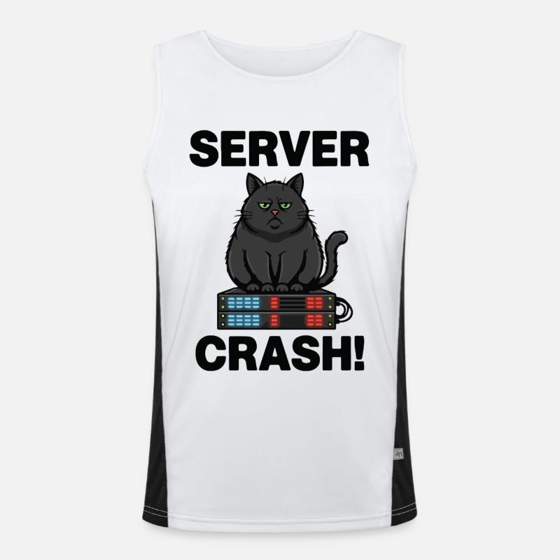 Server Crash Chat Computer Humor - Men's Functional Contrast Tank Top  - white/black