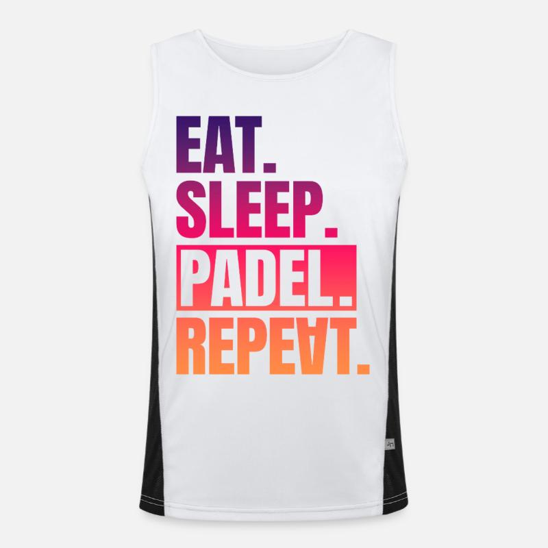 Eat Sleep Padel Repeat Funktionelles Kontrast-Tank Top für Männer 
