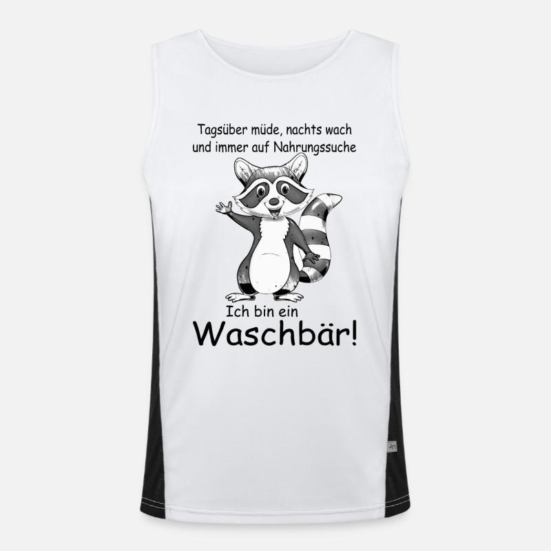 Tagsüber müde nachts wach Waschbär Funktionelles Kontrast-Tank Top für Männer 