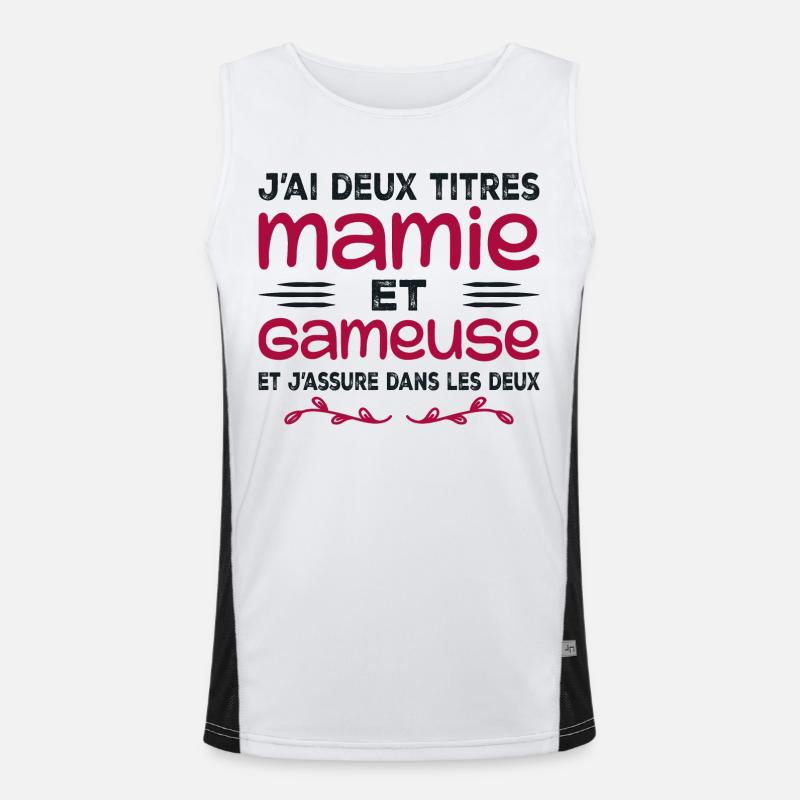 Deux Titres Mamie Gameuse | Geek | Grand-mère Débardeur respirant contrasté Homme 
