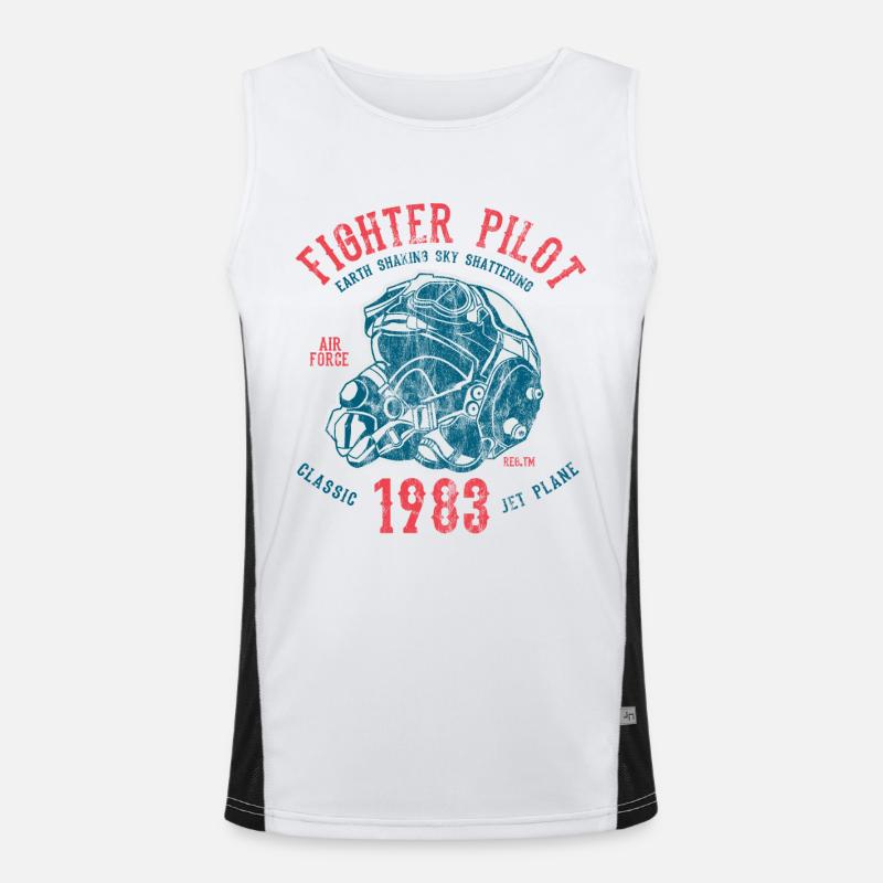 FIGHTER PILOT - fighter jet pilot motif Men's Functional Contrast Tank Top 