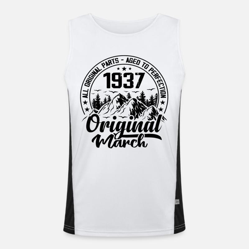1937 March Original: 87 Years Anniversary Gift Men's Functional Contrast Tank Top 