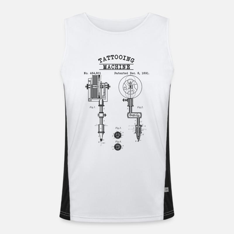 Tattooing Machine - technical drawing needle Men's Functional Contrast Tank Top 