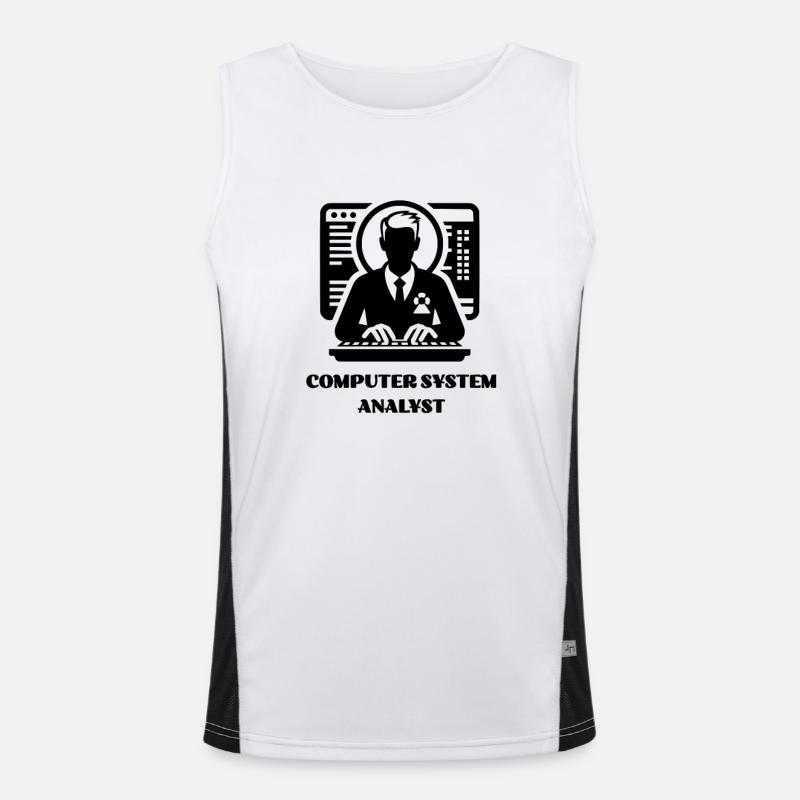 Beruf Computersystemanalytiker Beruf Beruf Karriere - Funktionelles Kontrast-Tank Top für Männer  - Weiß/Schwarz