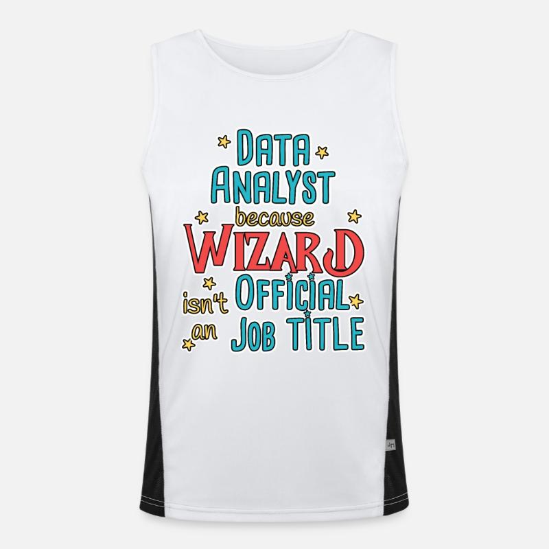 Data Analyst Wizard - Men's Functional Contrast Tank Top  - white/black
